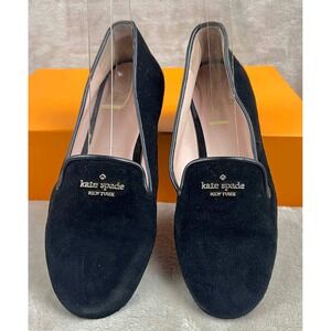Kate Spade New York Claudia Black Suede Logo Loafers Flats Womens 6.5B